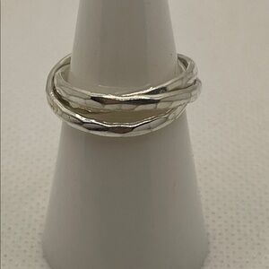 Hammered Sterling Silver Triple Interlocked Rolling Ring